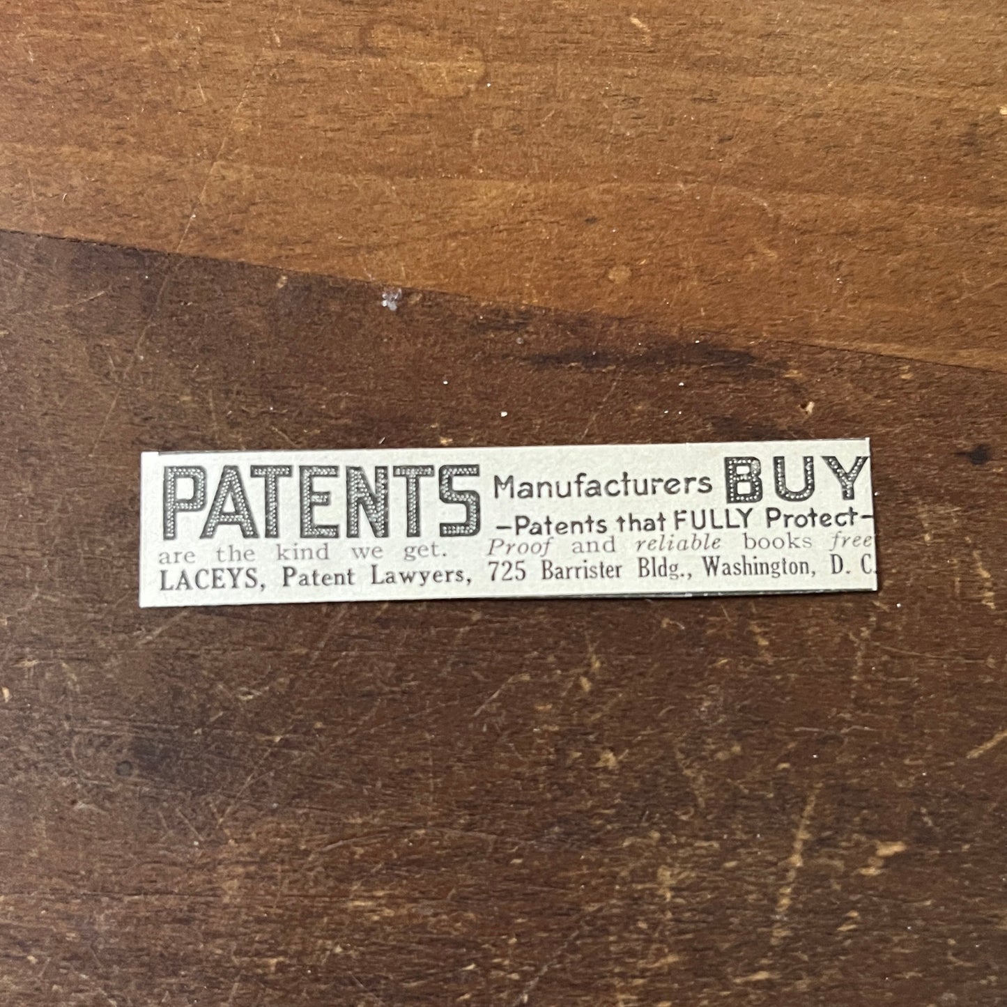 Laceys Patent Lawyers Washington DC 1/2x2 c1915 Ad AF6-S8