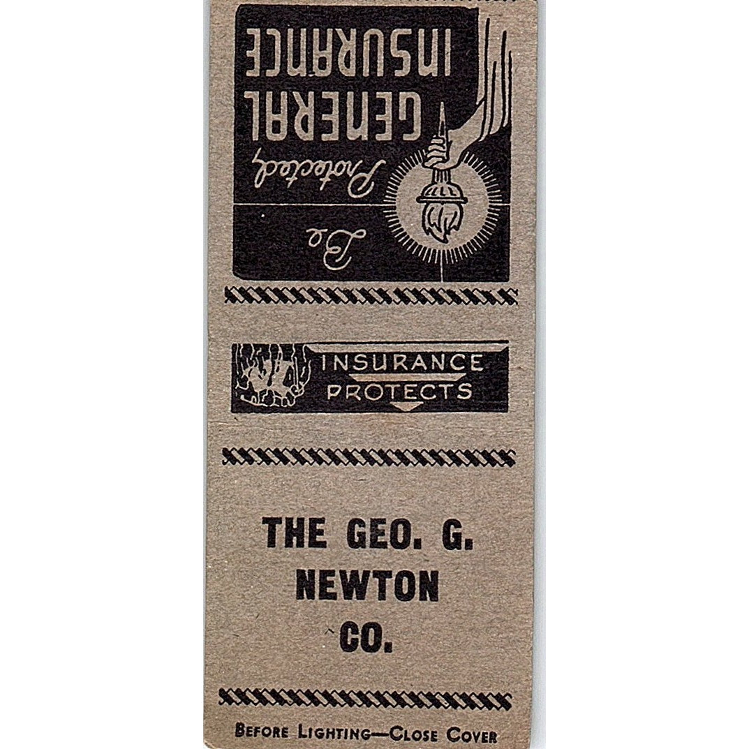 The Geo G Newton Co General Ins Vintage Matchbook Cover SC7-Y9