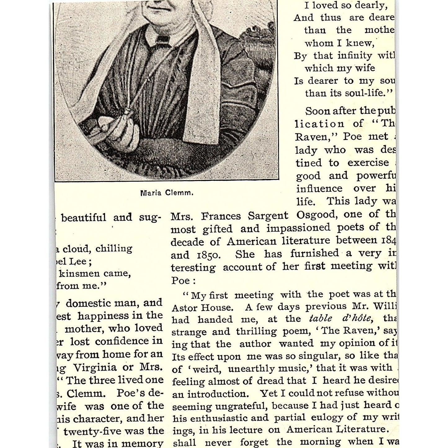 Frances Sargent Osgood Portrait 1892 Art Print AG2-9