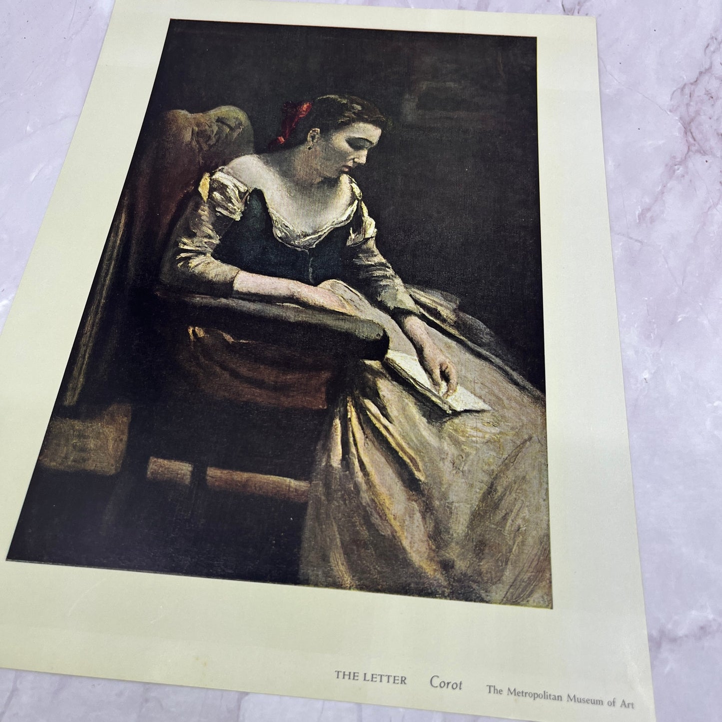 The Letter - Corot Lithograph 9.5x12.5" Art Print V20