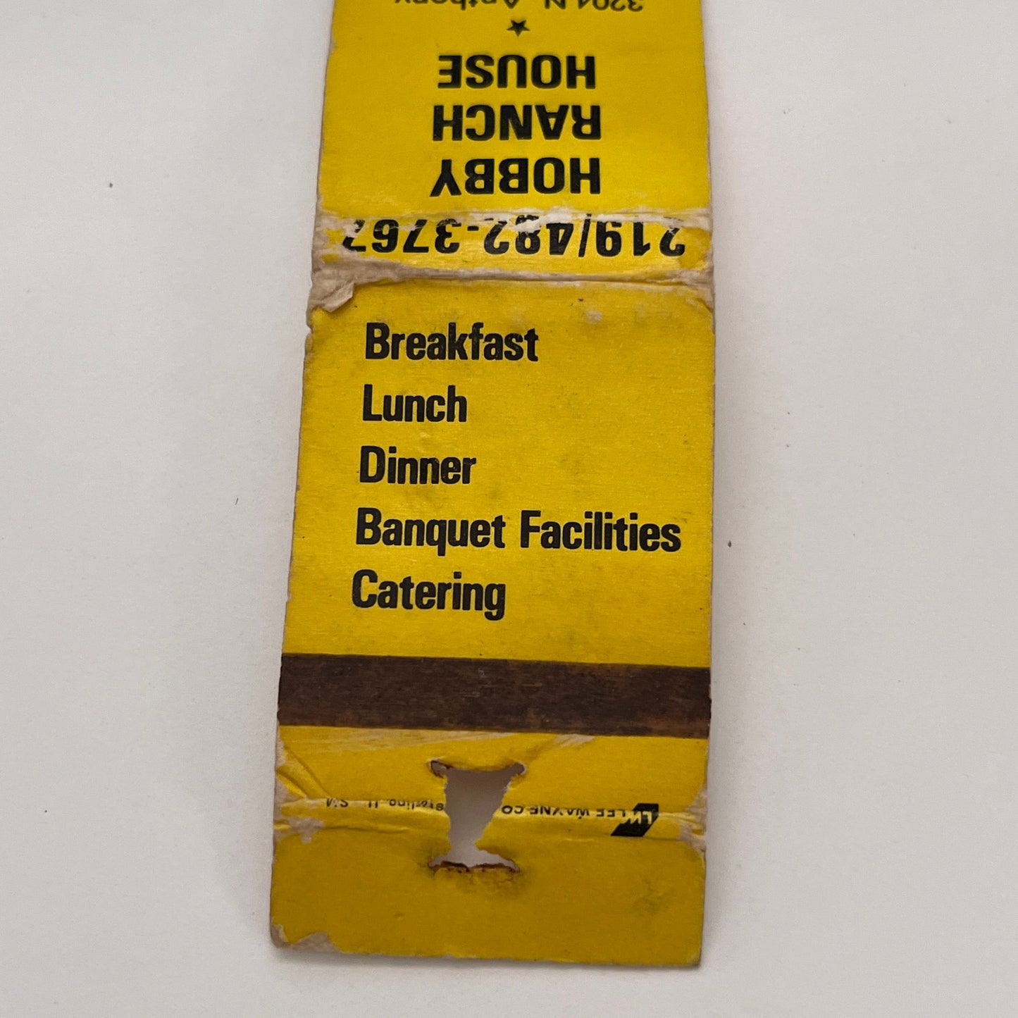 Hobby Ranch House 3204 N. Anthony Fort Wayne IN Vintage Matchbook TB6-MB2-11