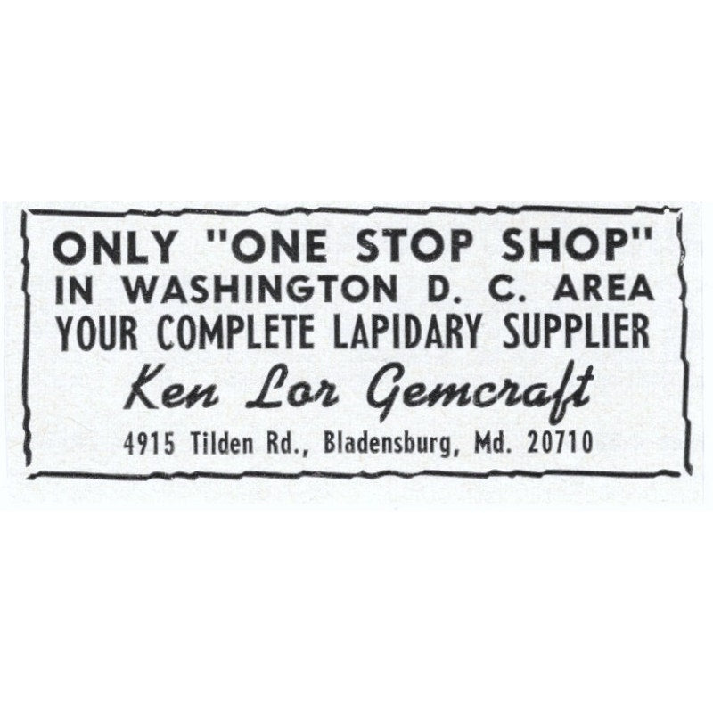 Ken Lor Gemcraft Lapidary Supply Bladensburg MD 1964 Magazine Ad AK6-S5