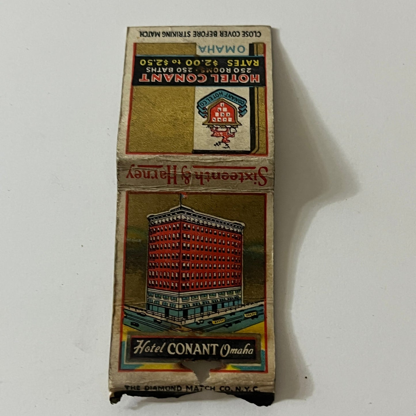 Hotel Conant Omaha NE Vintage Matchbook TB6-MB2-11