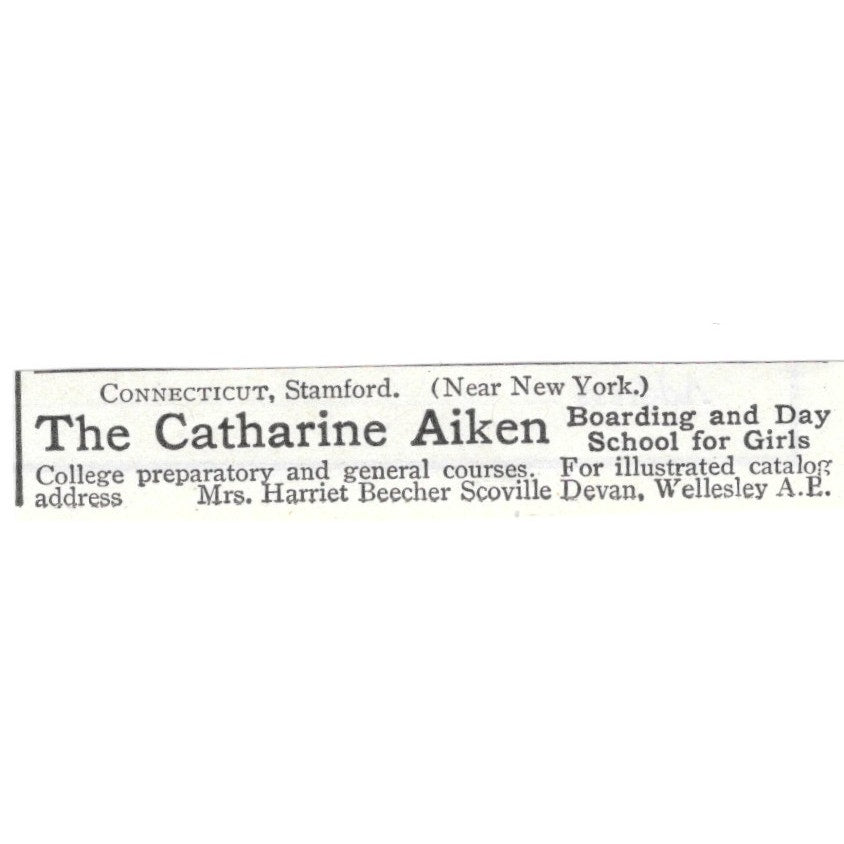 Catharine Aiken Boarding School Harriet Beecher Scoville Devan 1903 Ad AG3-S15