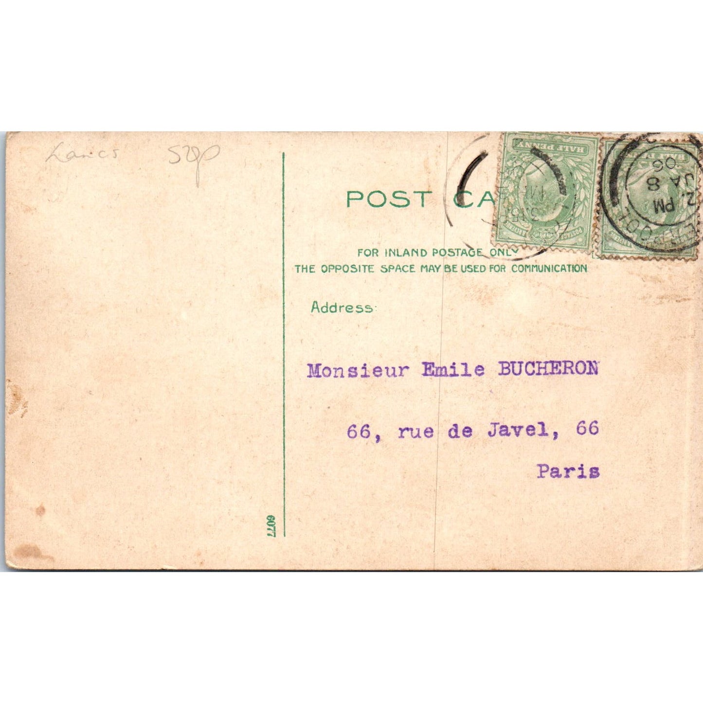 1906 Castle Street View Liverpool Original Postcard PC10