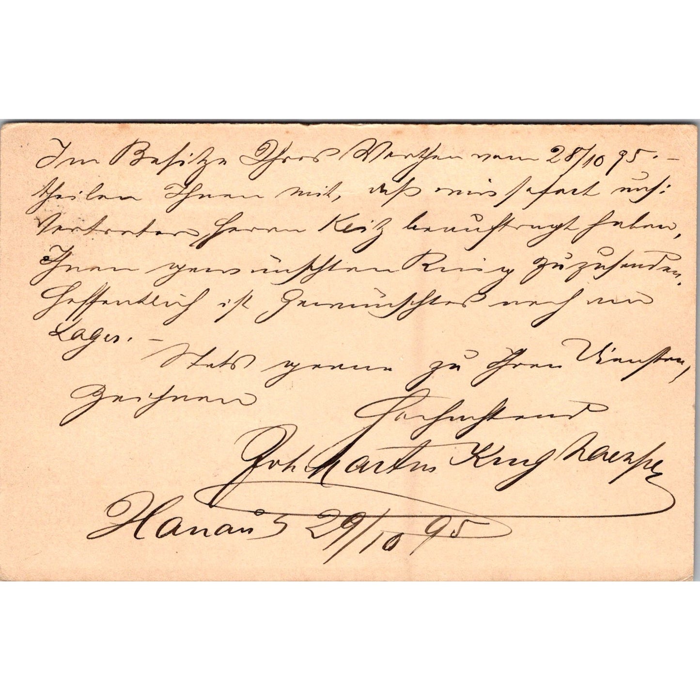 Heinrich Maafs Aachen Hanau 1895 German Reich Postcard P5-11