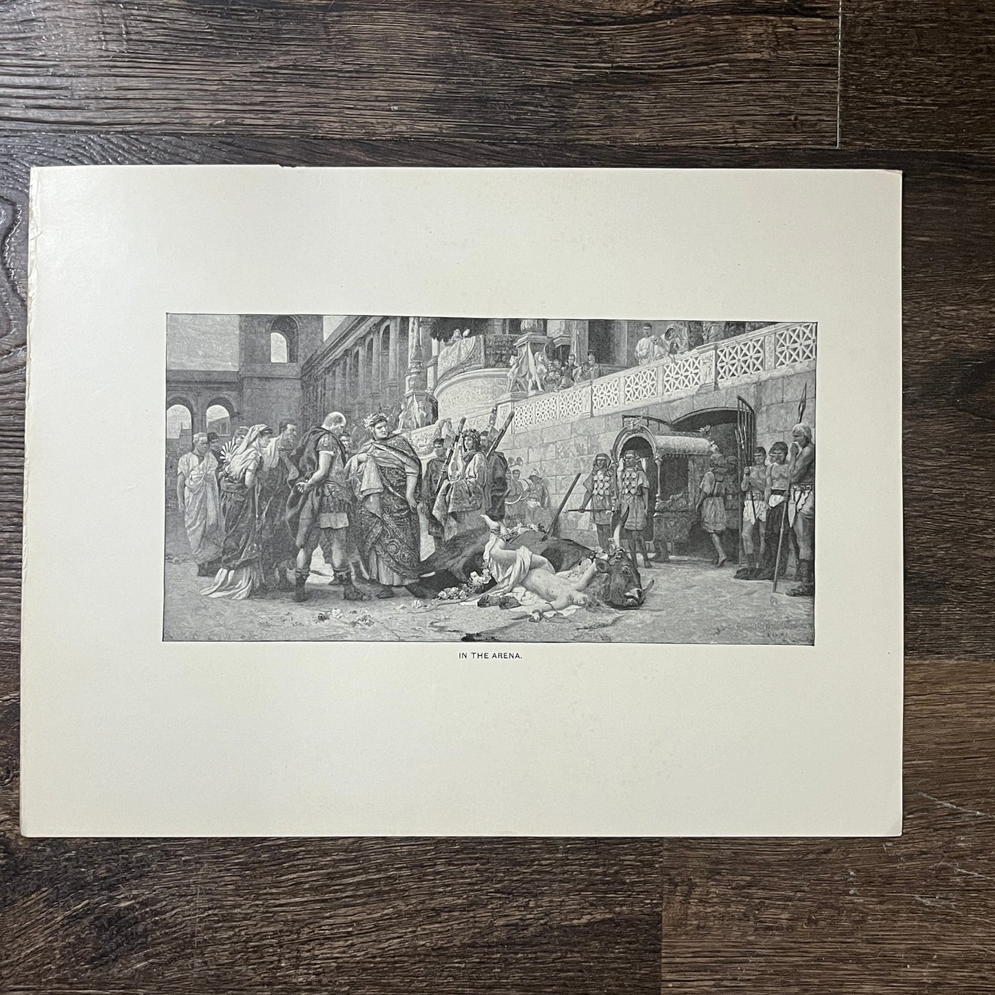 In the Arena Christian Dirce Henryk Siemiradzki Antique Engraving 9x12 V10