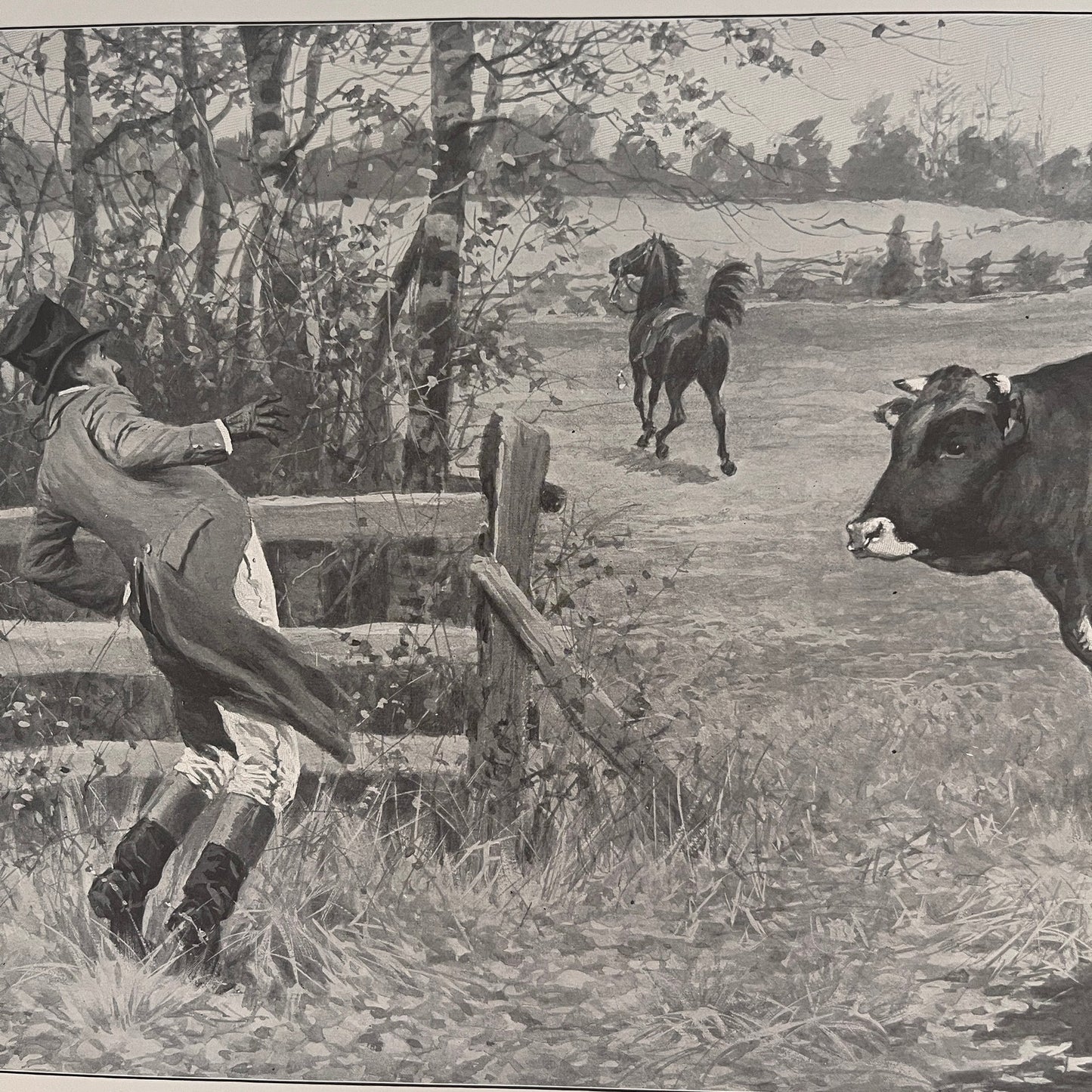 When a Red Coat is Embarrassing - Dressage Scene 1904 A.B. Frost Art Print V26-4