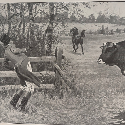 When a Red Coat is Embarrassing - Dressage Scene 1904 A.B. Frost Art Print V26-4