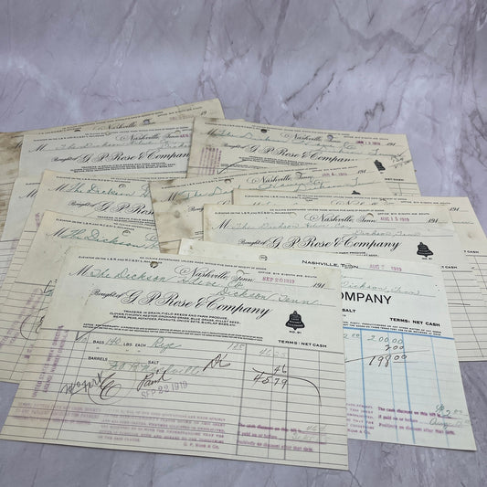 c1919 G.P. Rose Company Nashville Tennessee Billhead Invoice Lot TC5-RD