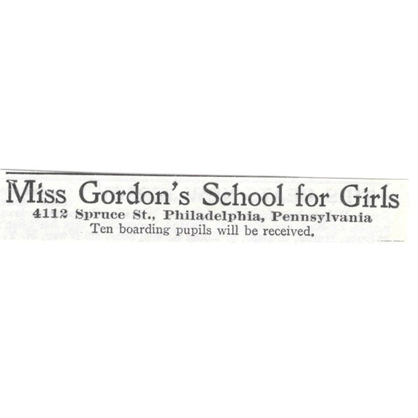 Miss Gordon's School for Girls Philadelphia PA 1903 Ad AG3-S15