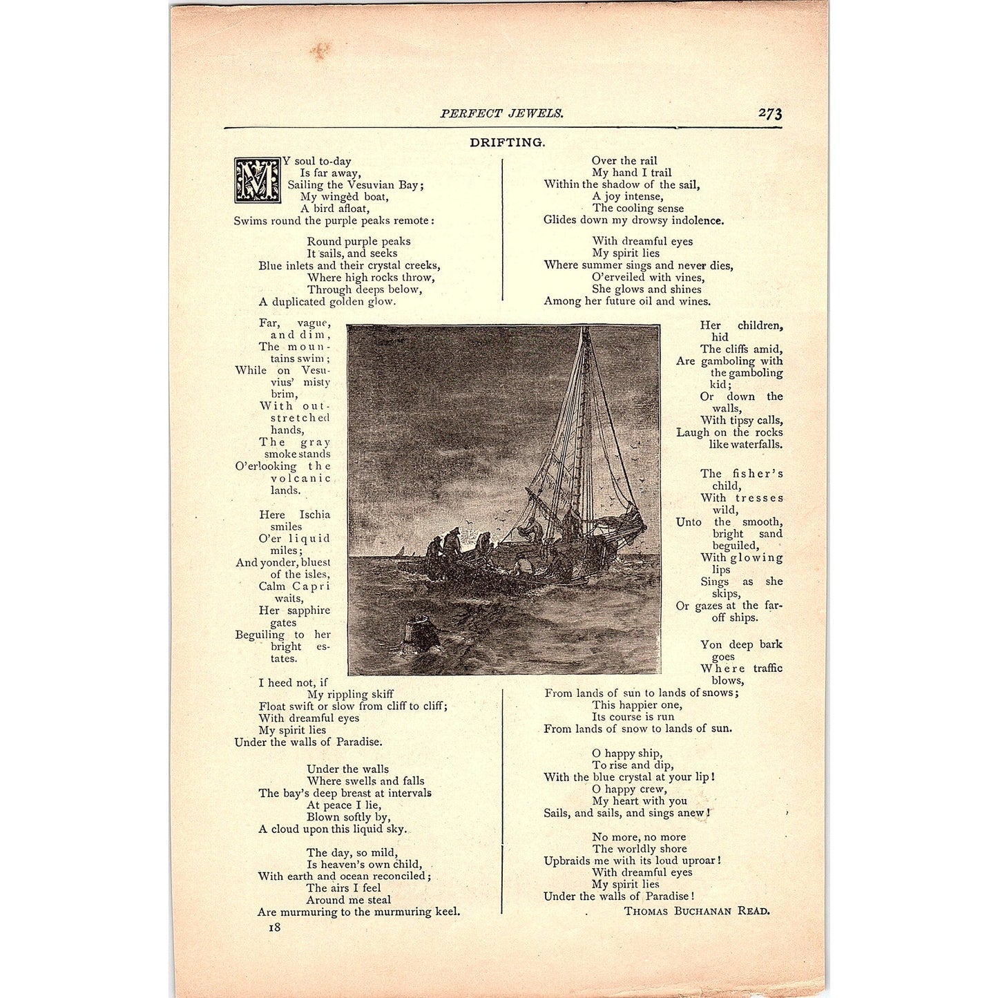Drifting - Thomas Buchanan Read, Please Ring the Belle - Hood 1884 Poem TA5-CJ-5