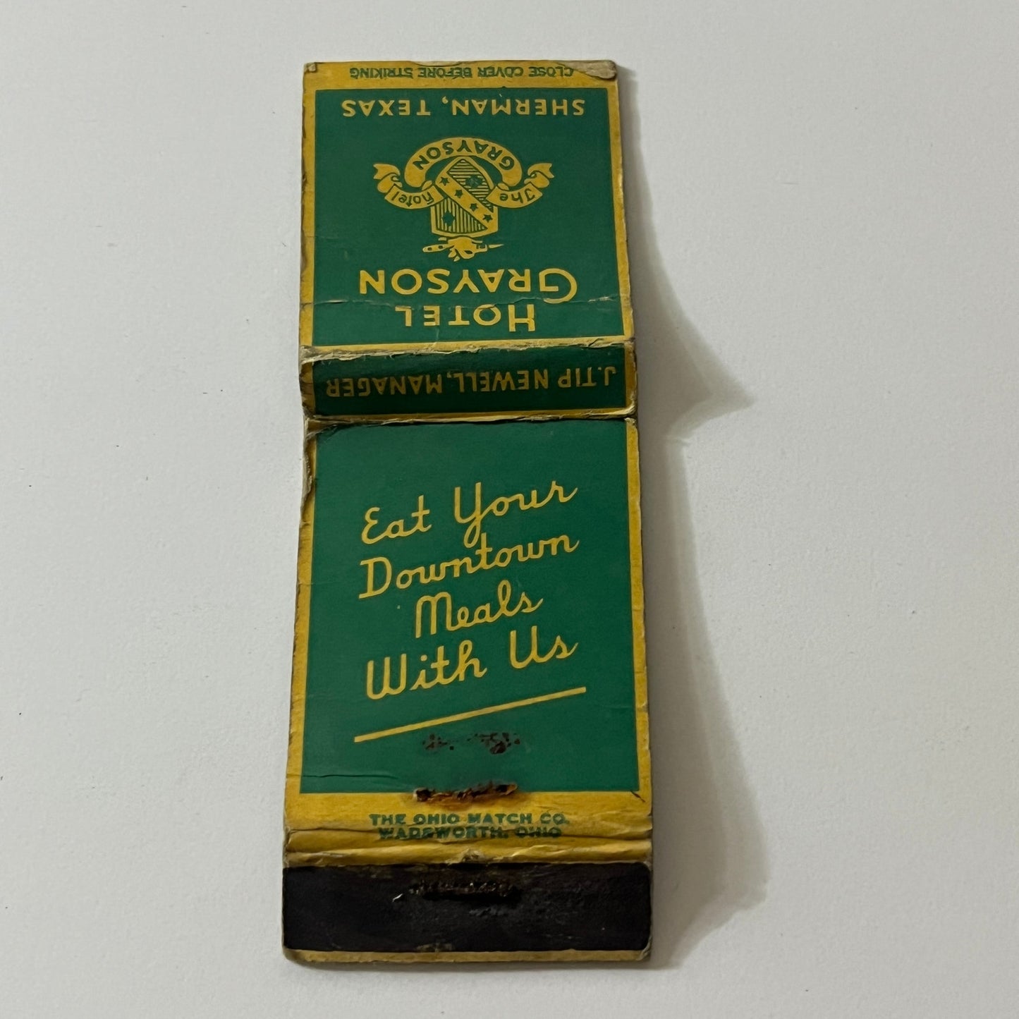 Hotel Grayson Sherman Texas Vintage Matchbook TB6-MB2-3