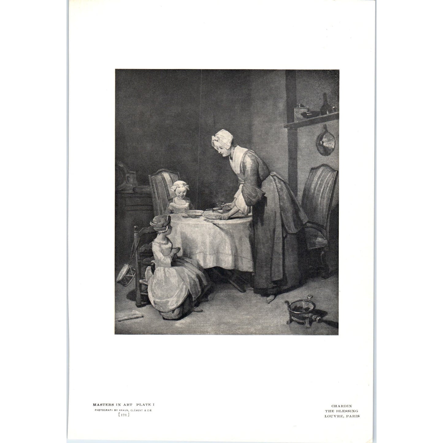 The Blessing - Chardin c1905 Art Print D16