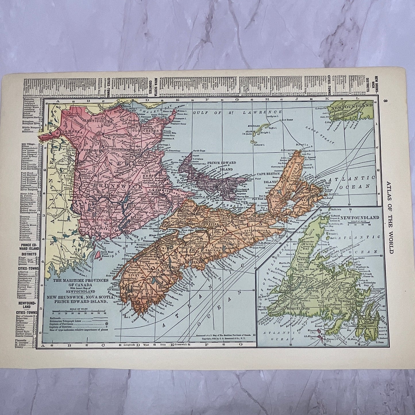Map of Maritime Provinces, Dominion of Canada Double Sided 1910 Print V14-7