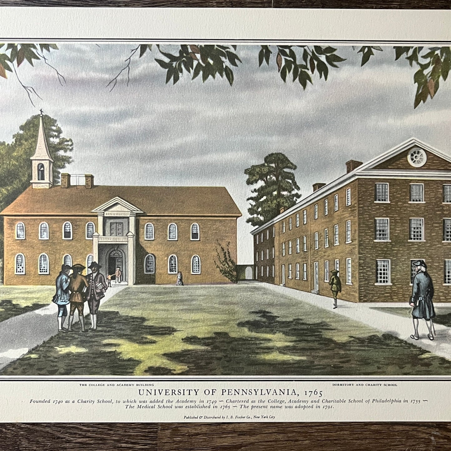 University of Pennsylvania in 1765 Charles M. Lefferts Lithograph Print 9x12 V8