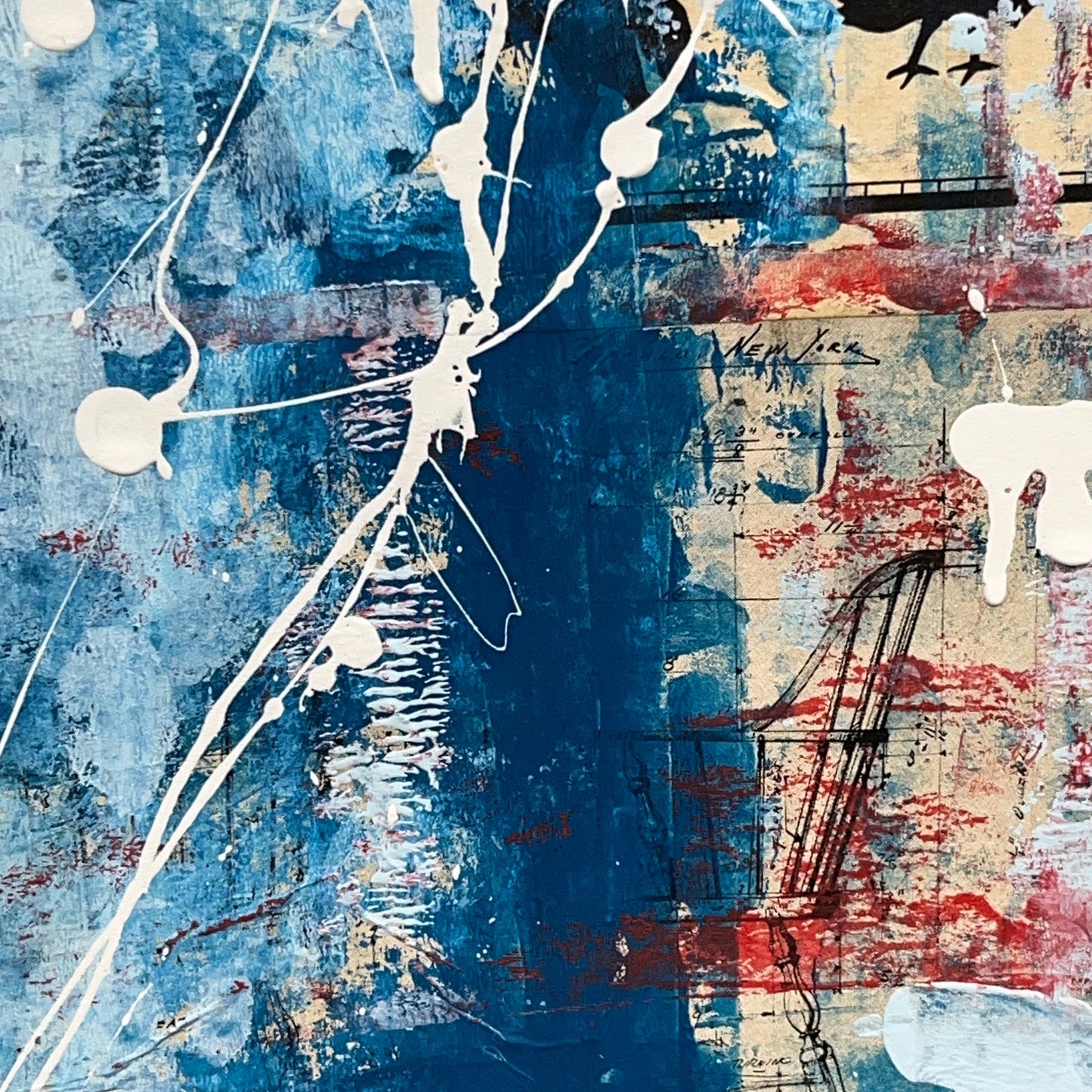 Original Mixed Media Abstract Modern Art Painting 24x36 "Agnew Quits" Signed