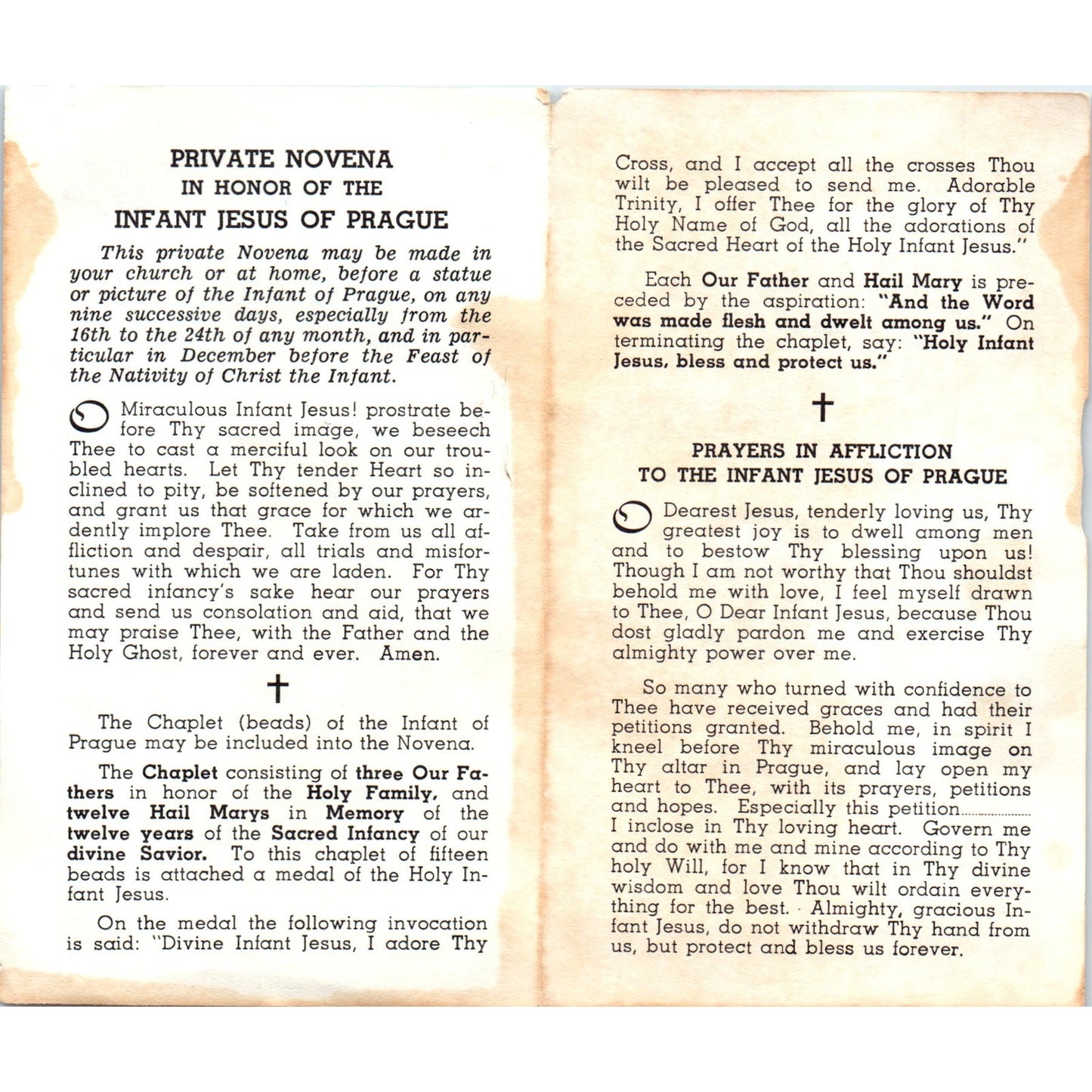 Infant of Prague Slav Missions St Procopius Abbey Vintage Prayer Leaflet TH2-PC2
