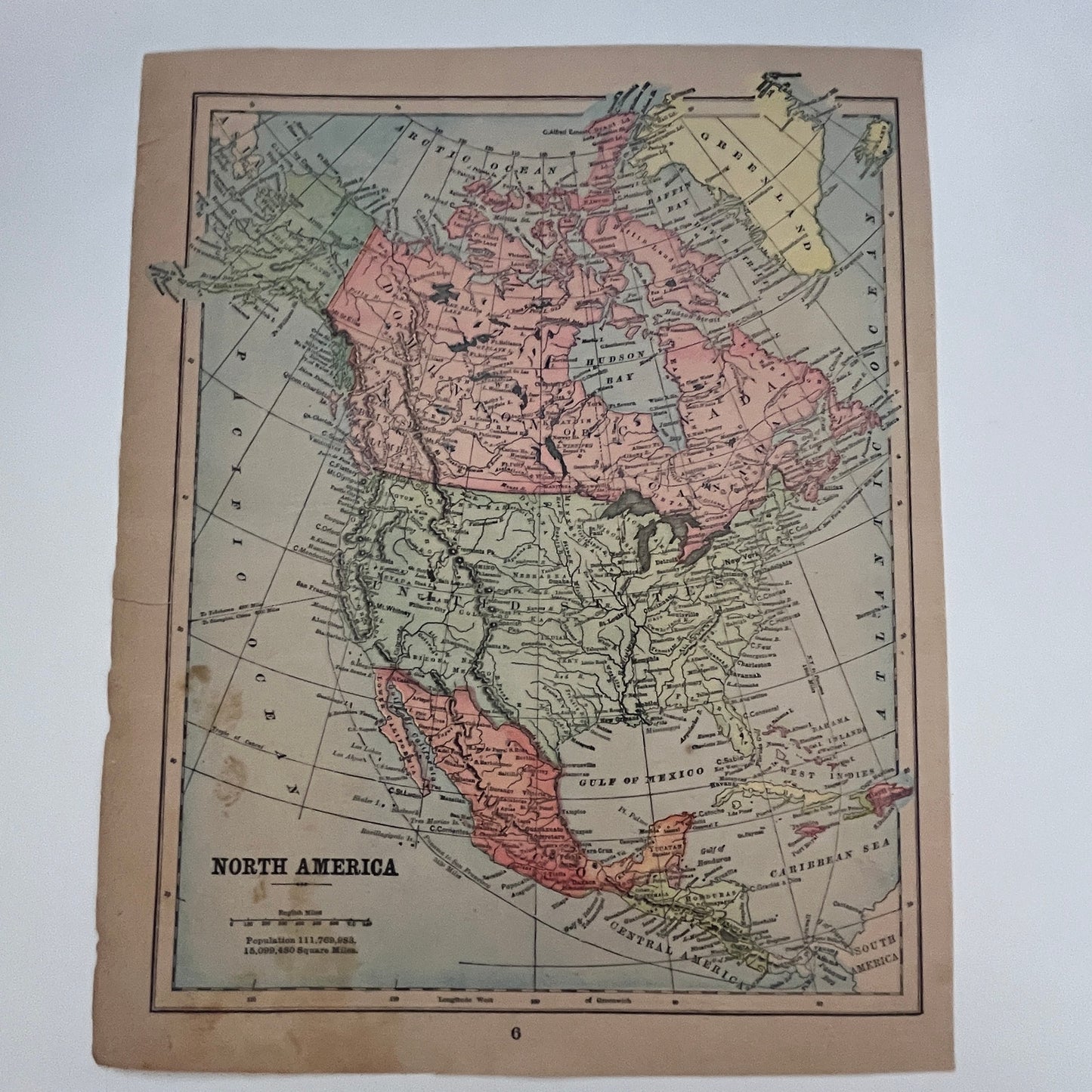 Map of Western Hemisphere and North America 1894 Map SV1-6