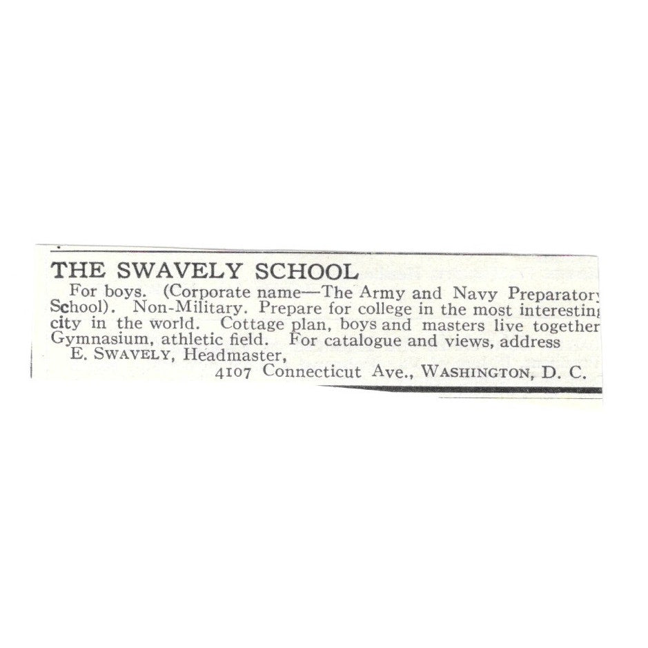 The Swavely School Washington DC E Swavely c1920 Harper’s Magazine Ad SAG4-S4