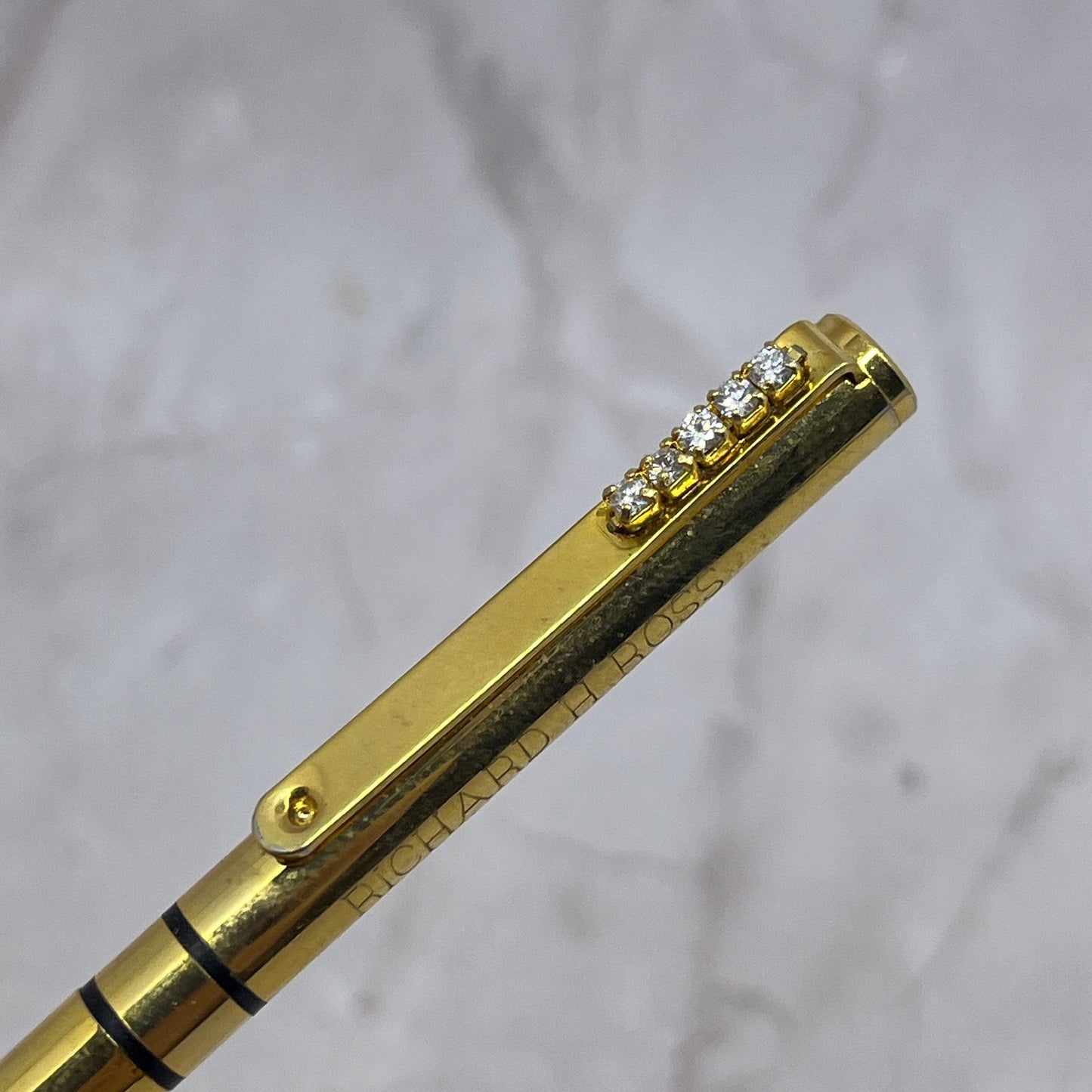 Gold Tone Rhinestone Monogram Richard H Ross MN Vintage Mechanical Pencil SB8-Y1