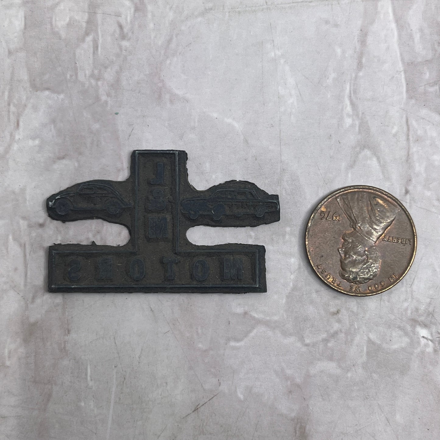 Retro Lem Motors Auto Sales Vintage Letterpress Printers Block Plate SF5-S
