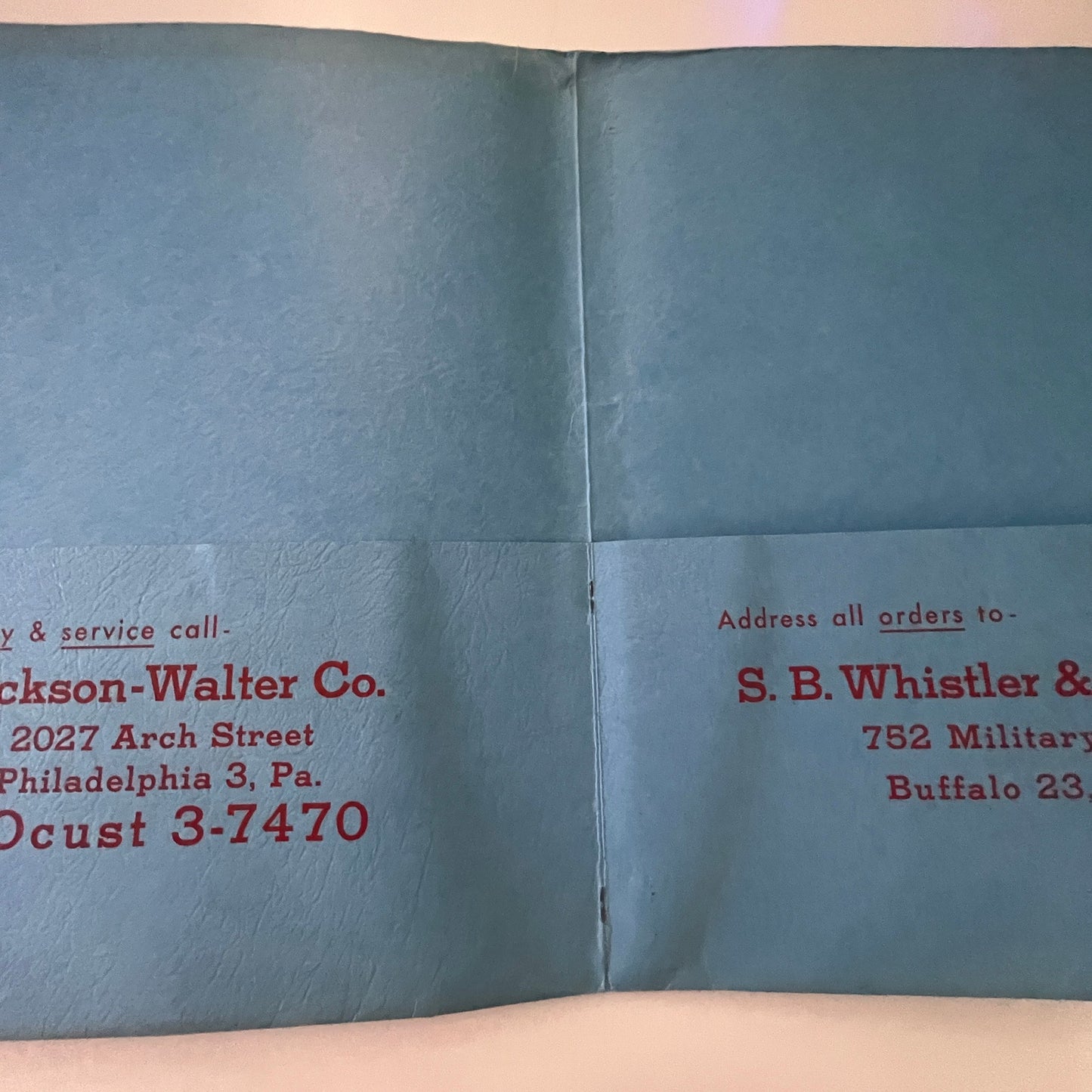 1950s Jackson-Walter Co S.B. Whistler & Son Dies Vintage Empty Folder J18