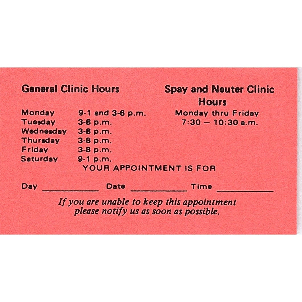 E.Y. Johnson DVM Animal Care Clinic Bellflower CA Vintage Business Card SE5-B1