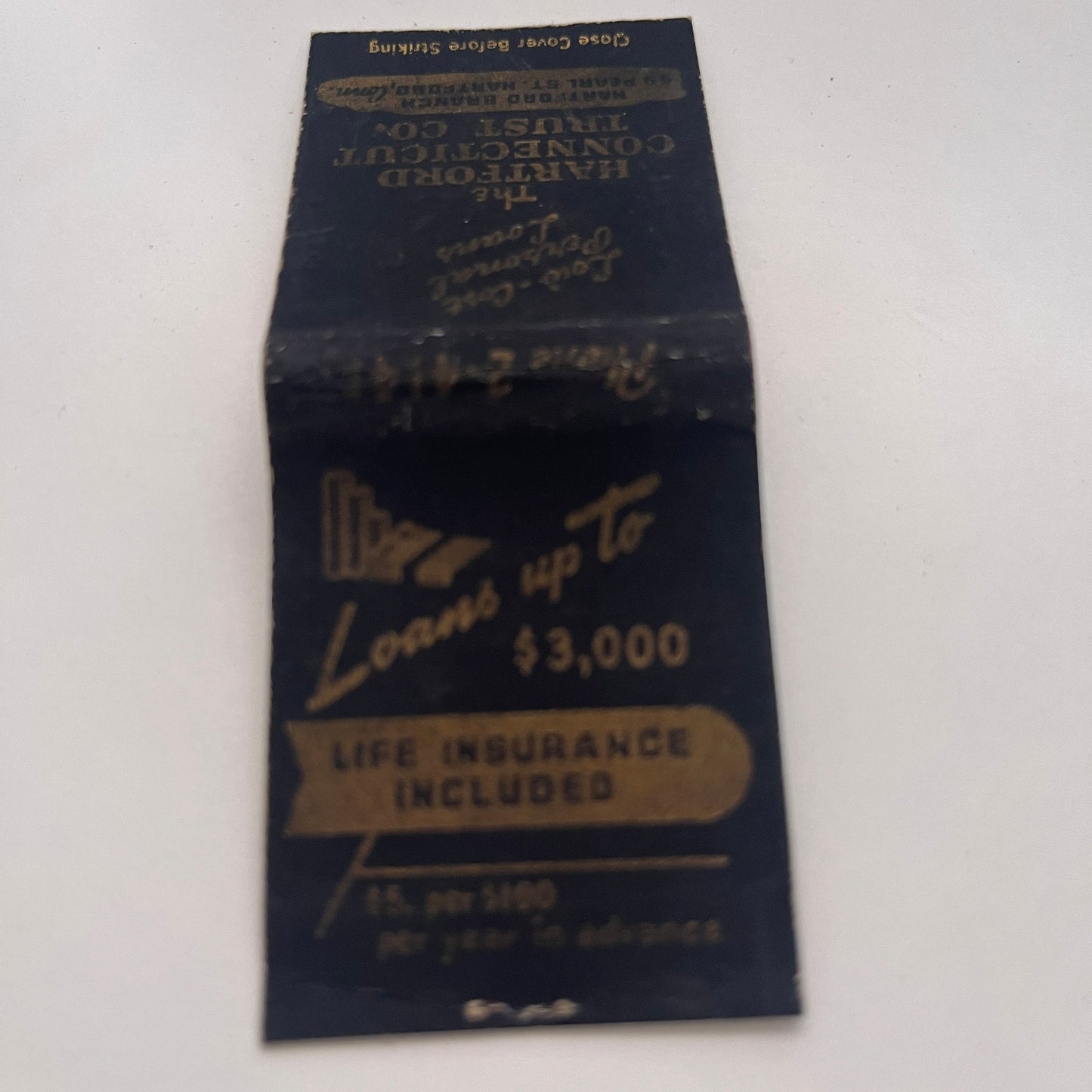 The Hartford Connecticut Trust Co Pearl St. Vintage Matchbook Cover TB8-MB-3