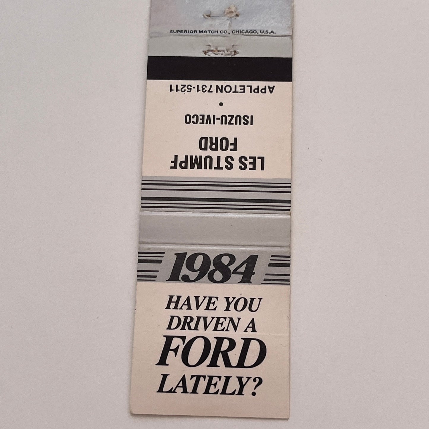 Les Stumpf Ford Isuzu Iveco Appleton WI Vintage Matchbook Cover TB6-MB2-3