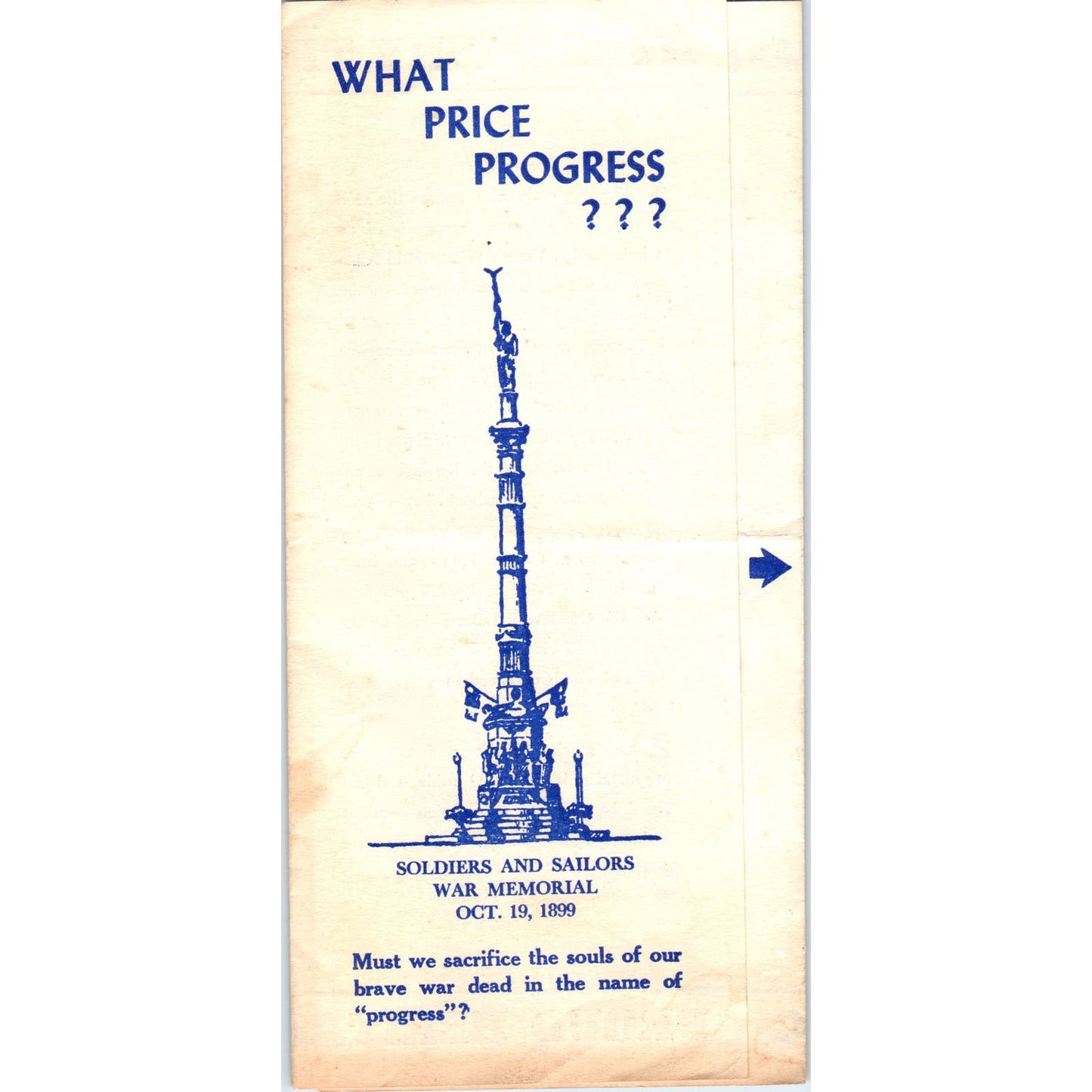 1962 Leaflet Vote No on Removal of Soldiers & Sailors Memorial Allentown PA AE5