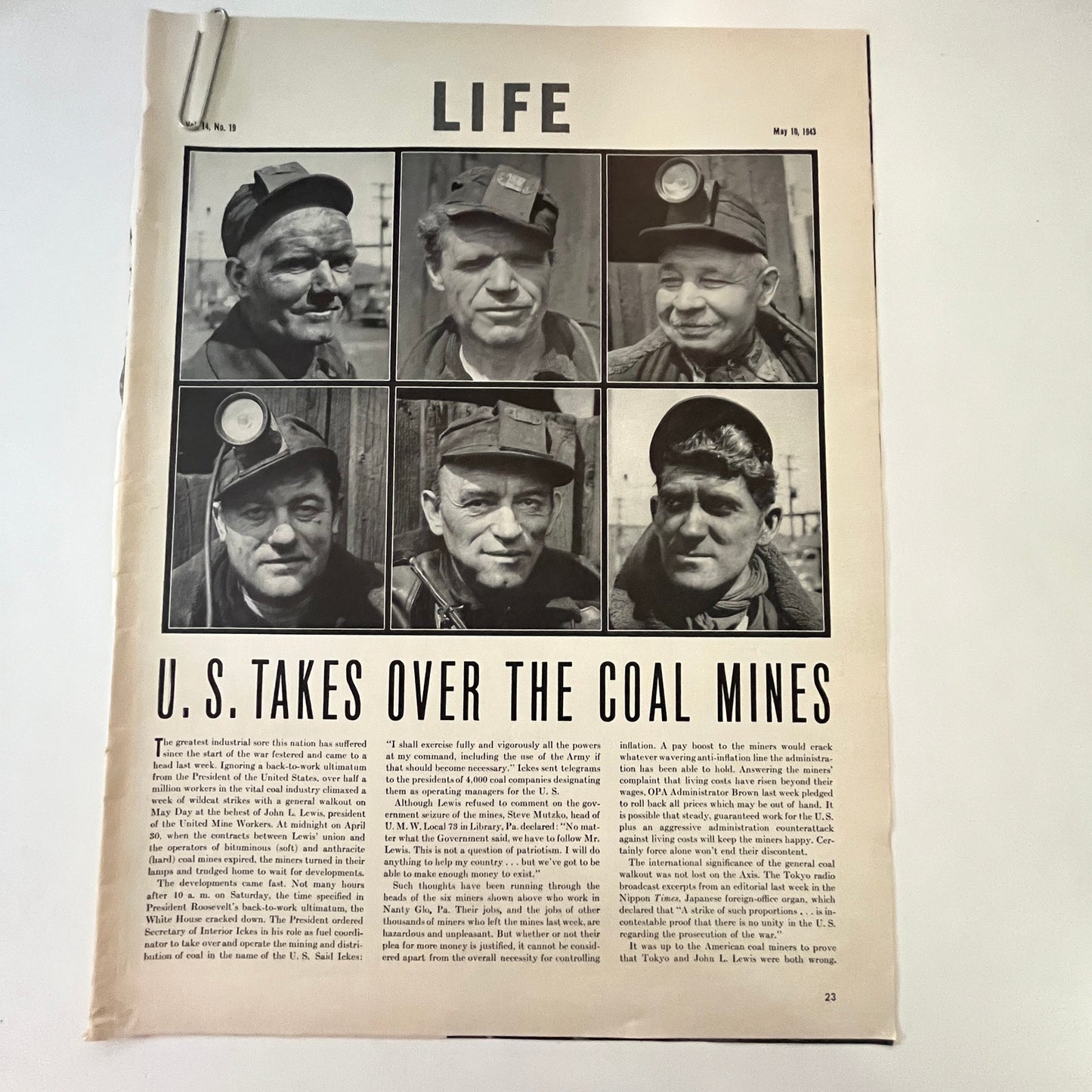US Takes Over the Coal Mines 4 Pages 1940s WWII Era Article V30-1