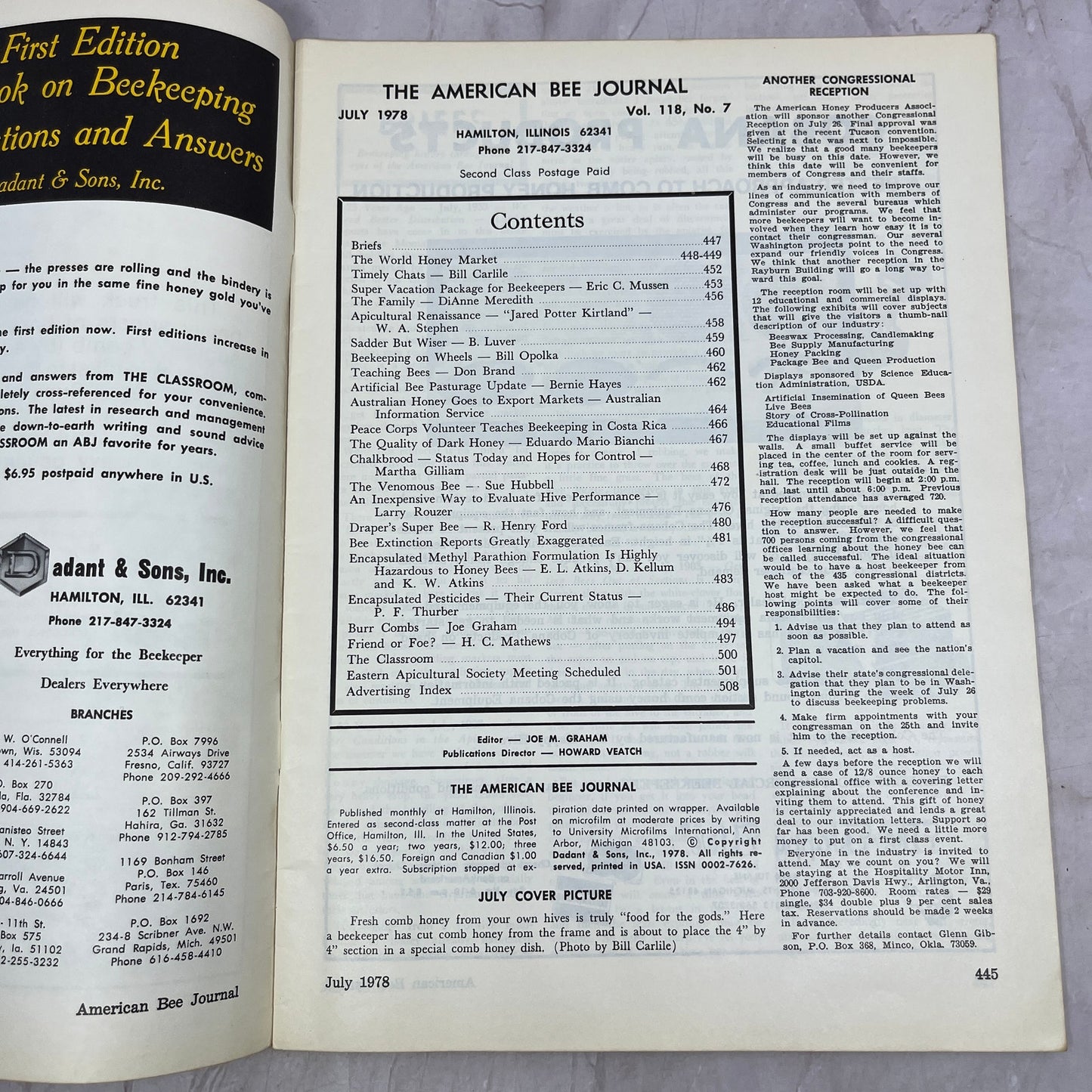 1978 July - American Bee Journal - Bees Beekeeping Honey M32