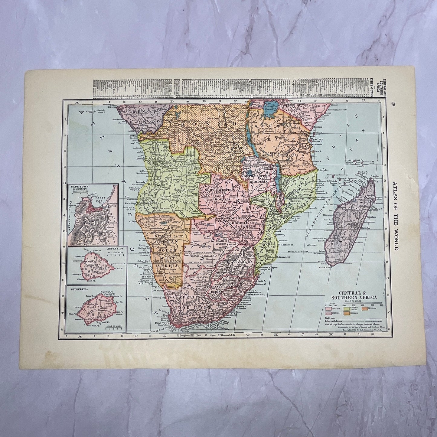 Map of Northern Africa, Central & Southern Africa Double Sided 1910 Print V14-7