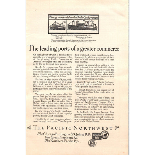 Pacific Northwest Travel Chicago Burlington & Quincy RR 1924 Magazine Ad D23