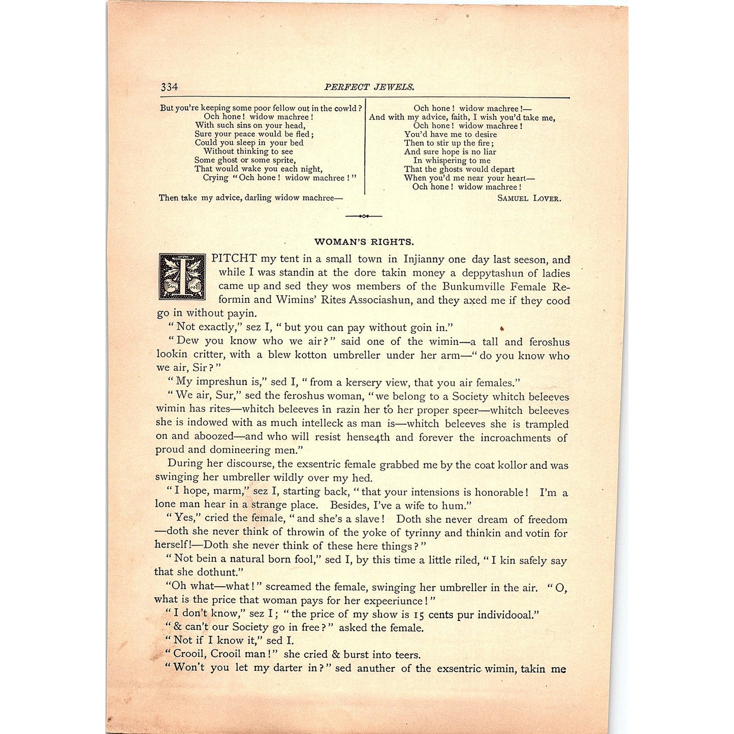 Three Black Crows - John Byrom, Widow Machree - Samuel Lover 1884 Poem TA5-CJ-5