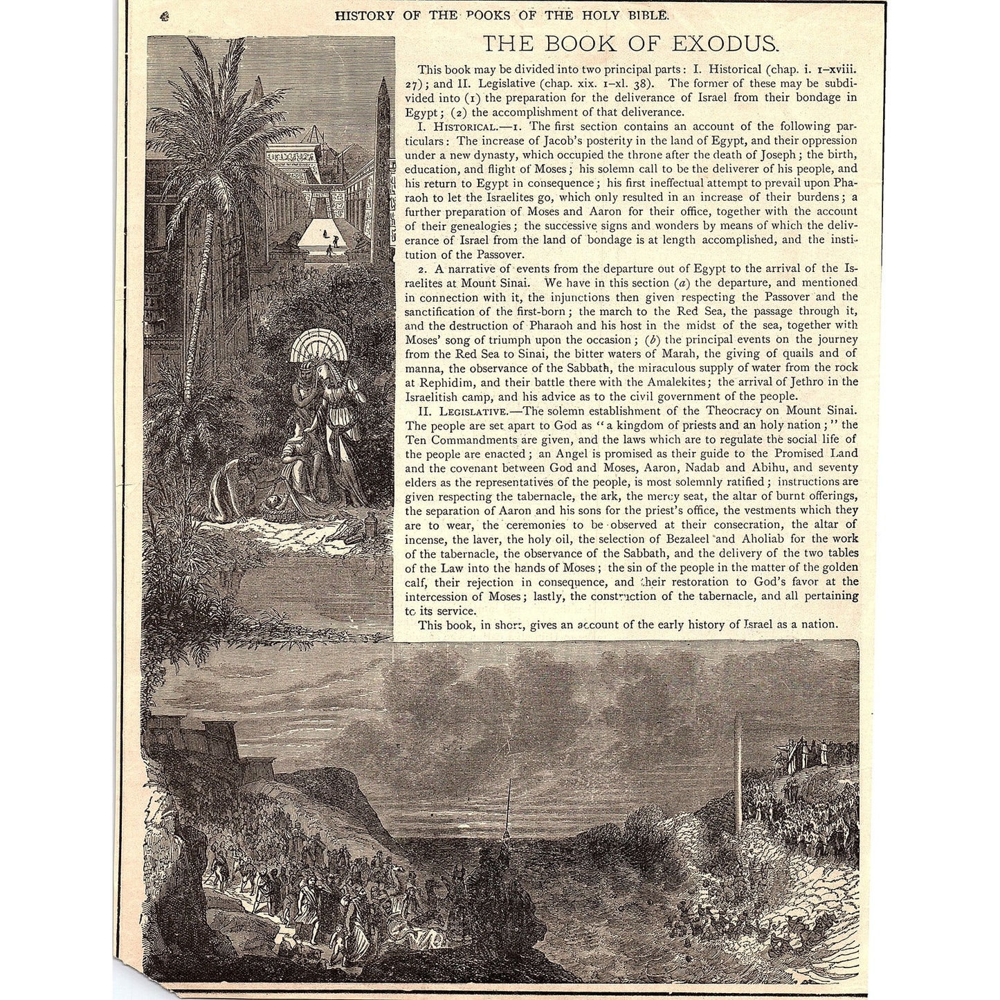 The Books of Genesis and Exodus 1892 Bible Engraving SAG4-9