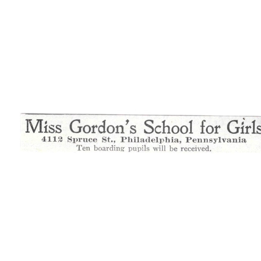 Miss Gordon's School for Girl Philadelphia PA 1903 Ad AF8-S32