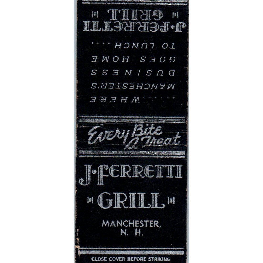 J. Ferretti Grill Manchester NH Vintage Matchbook Cover SD4-Y16
