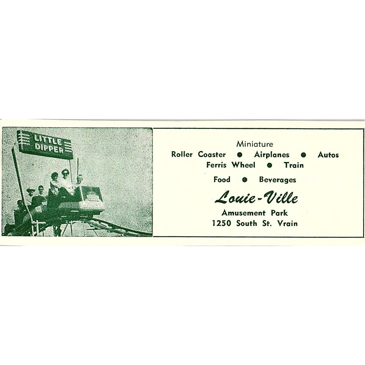 Louie-Ville Amusement Park Little Dipper Waffle Shop 1957 Estes Park CO AG4-M1