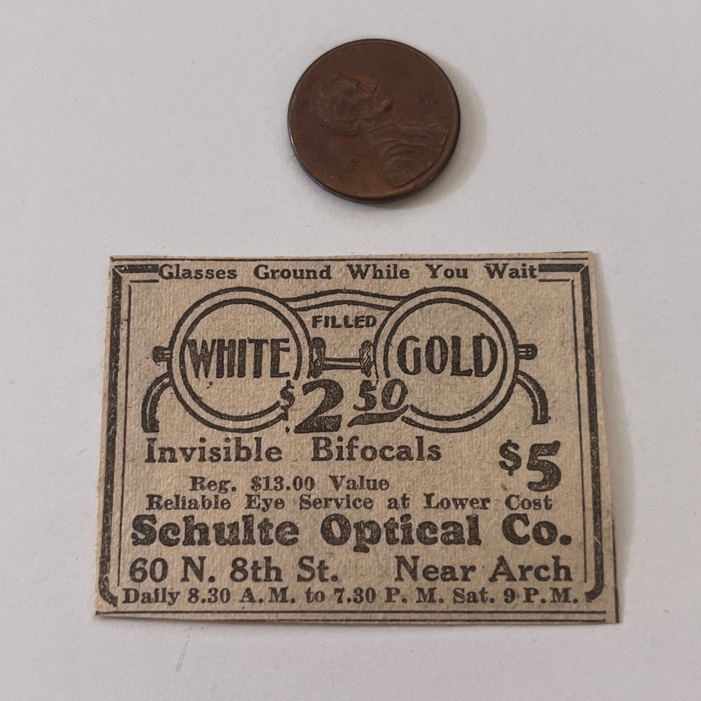 Schulte Optical Co. Invisible Bifocals Brooklyn NY 1931 Newspaper Ad SAG4-S13