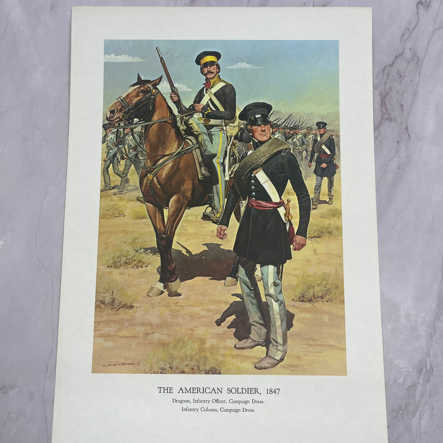 Dragoon Infantry Officer & Infantry Column Campaign Dress c1965 Art Print V14-4