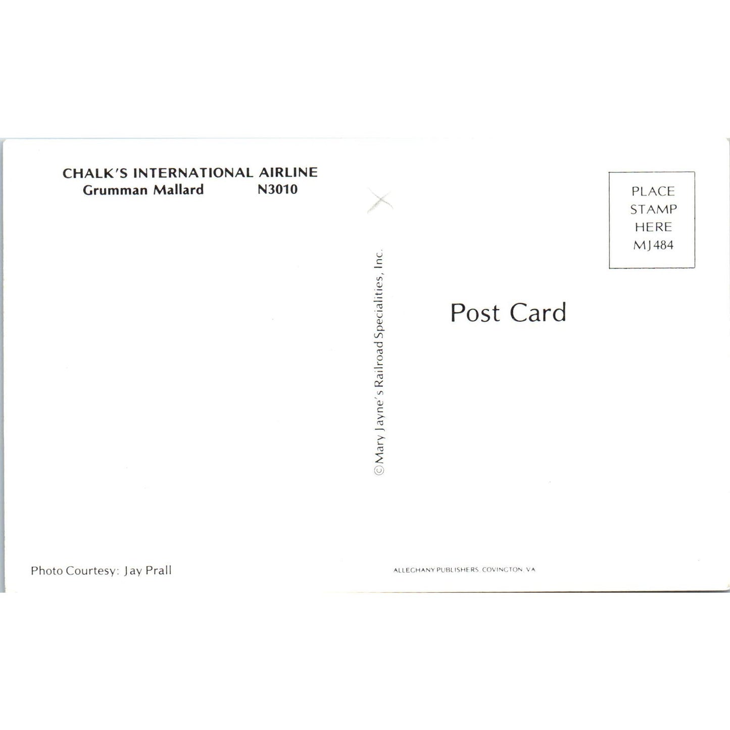 Chalk's International Airline Grumman Mallard N3010 Vintage Postcard PC2