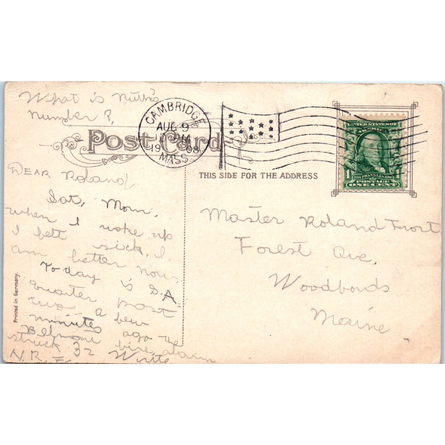 1908 Graves Light Boston Harbor MA Original Postcard PC9