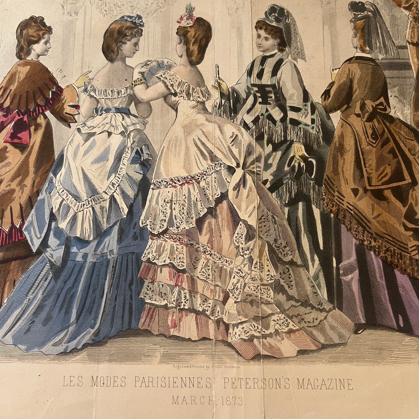 Les Modes Parisiennes Parisian Ladies Engraving Peterson's Magazine 1873 V1-8