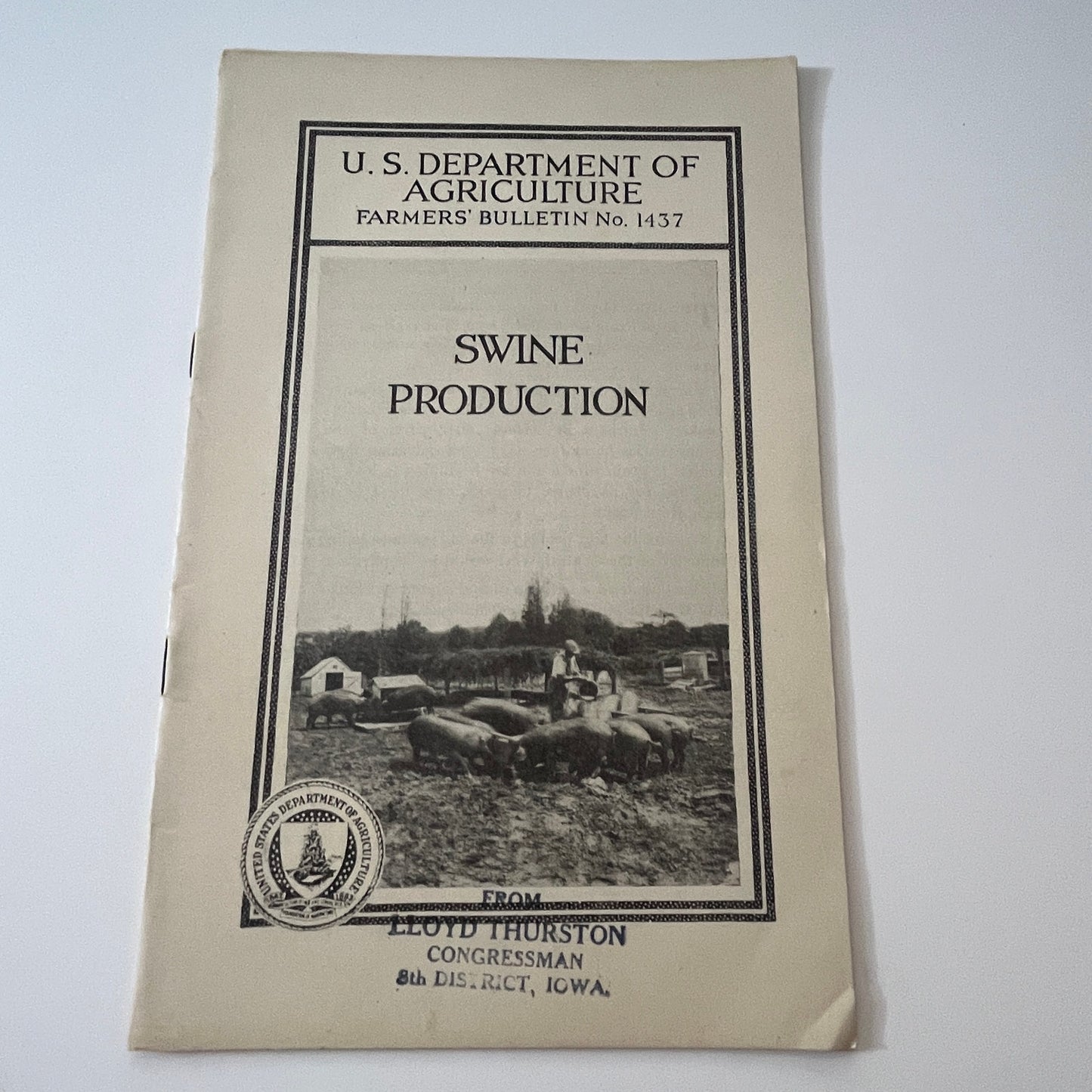 Swine Production 1931 USDA Farmers Bulletin Booklet TK2-XB3