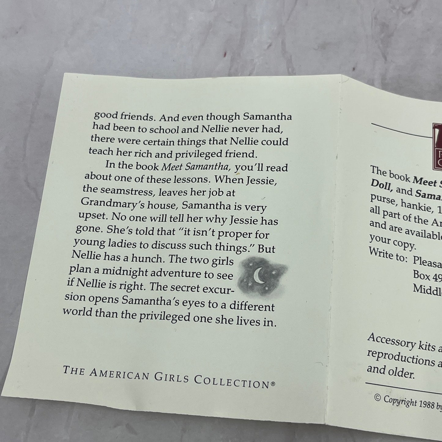 1988 Original Pleasant Company American Girl Samantha Parkington Booklet AG9-3