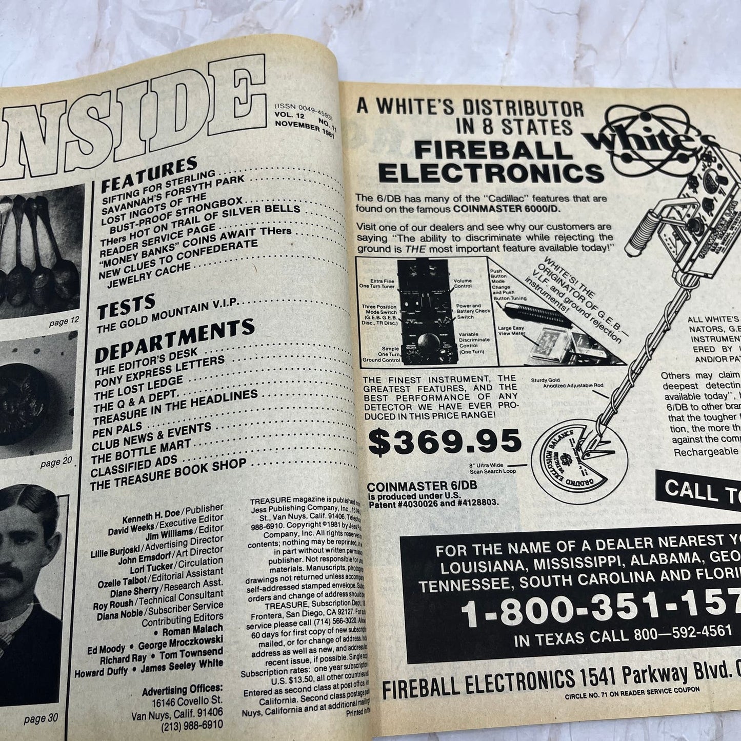 1981 Nov - Treasure Magazine - Treasure Hunting Metal Detecting Gold Coins M10