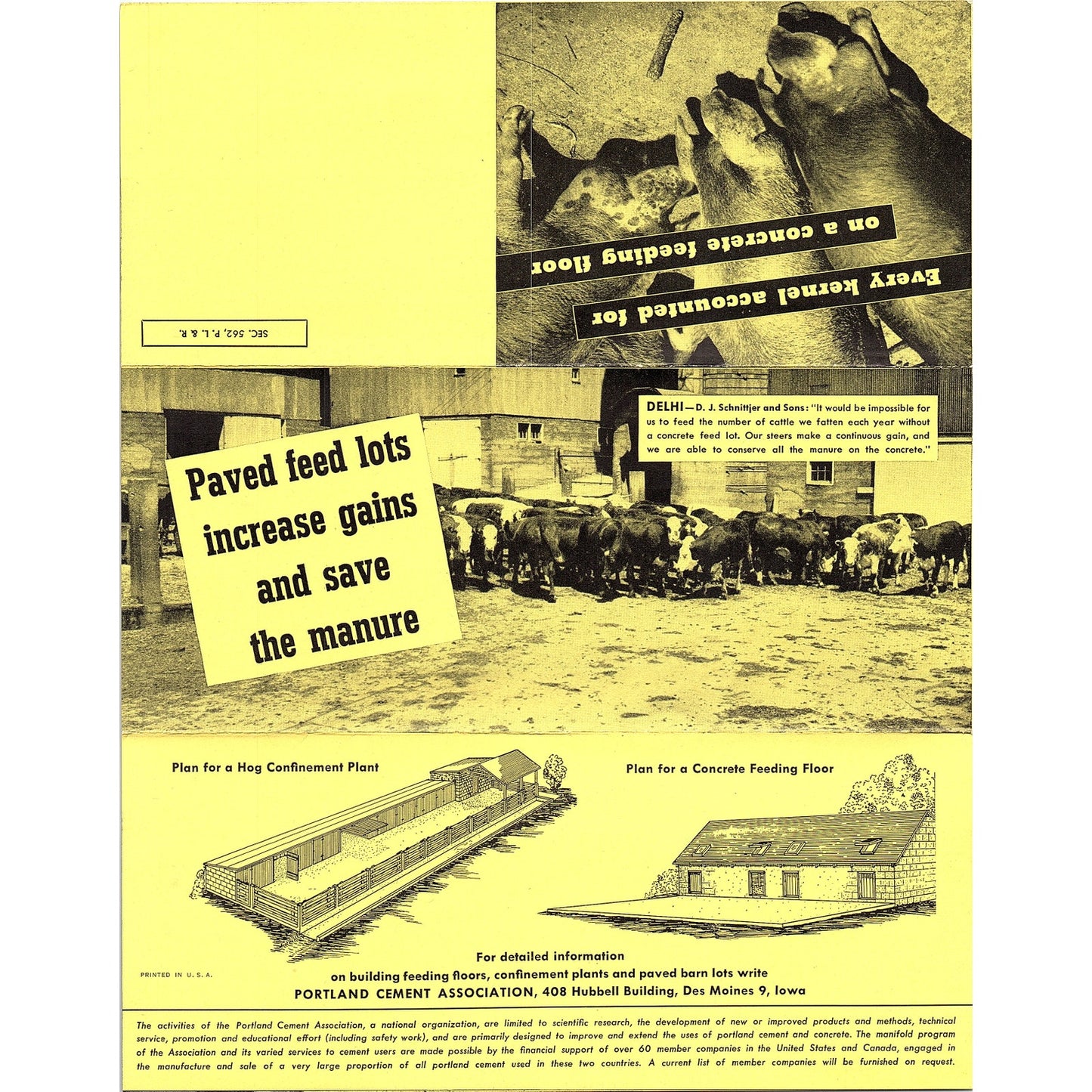 1944 Paved Feed Lots Concrete Floors Portland Cement IA Vintage Brochure AG5-H4