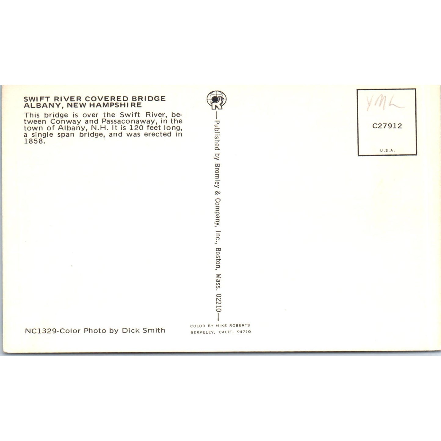 Swift River Bridge Albany NH Vintage Covered Bridge Postcard PC13